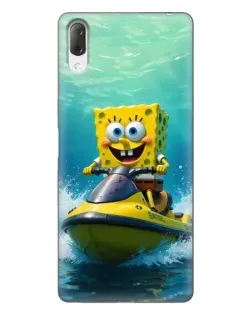 Чехол для Sony Xperia L3 с картинкой «Спанч Боб на гидроцикле»