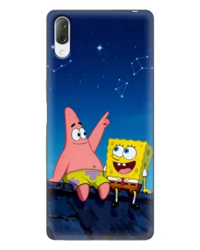 Чехол для Sony Xperia L3 с картинкой «Губка Боб и Патрик ночью»