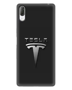 Чехол для Sony Xperia L3 с картинкой «Стальной логотип Tesla»