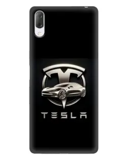 Чехол для Sony Xperia L3 с картинкой «Tesla — серебристое авто»