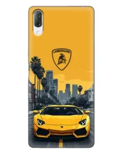 Чехол для Sony Xperia L3 с картинкой «Желтый Lamborghini город»