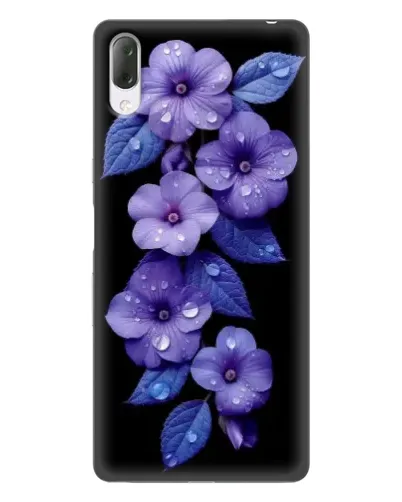 Чехол для Sony Xperia L3 с картинкой «Фиолетовые цветы с росою»