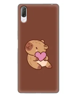 Чехол для Sony Xperia L3 с картинкой «Капибара с сердцем»