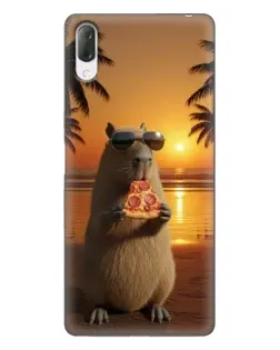 Чехол для Sony Xperia L3 с картинкой «Капибара с пиццей»