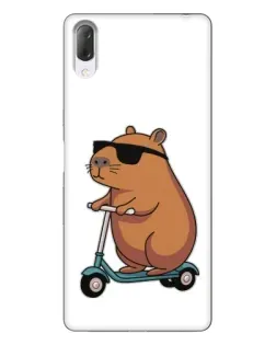 Чехол для Sony Xperia L3 с картинкой «Капибара на самокате»