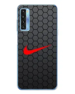 Чехол для TCL 20L Plus с картинкой «Nike — карбоновая сетка»