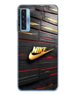 Чехол для TCL 20L Plus с картинкой «Золотой Nike на металле»