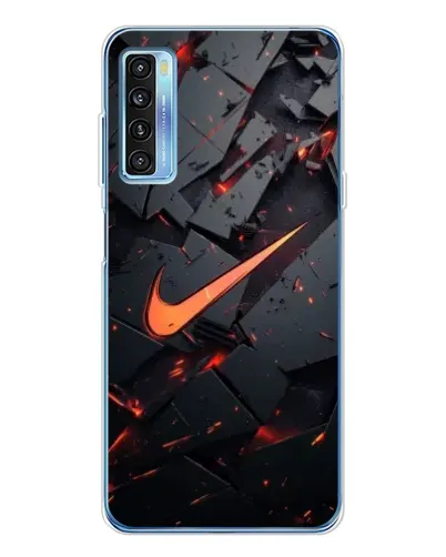 Чехол для TCL 20L Plus с картинкой «Nike — эффект разломов»