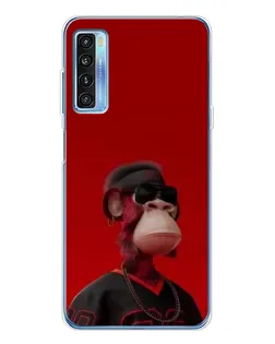 Чехол для TCL 20L Plus с картинкой «Bored Ape в красном»