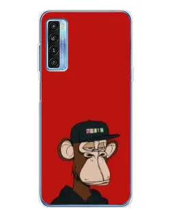 Чехол для TCL 20L Plus с картинкой «Bored Ape — красный фон»
