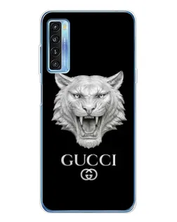 Чохол для TCL 20L Plus з картинкою «Gucci — срібний лев»