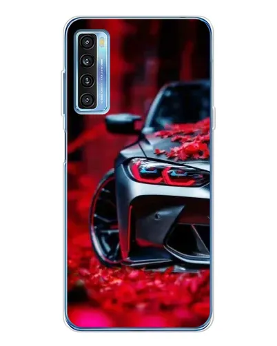 Чохол для TCL 20L Plus з картинкою «Спортивна BMW та квіти»