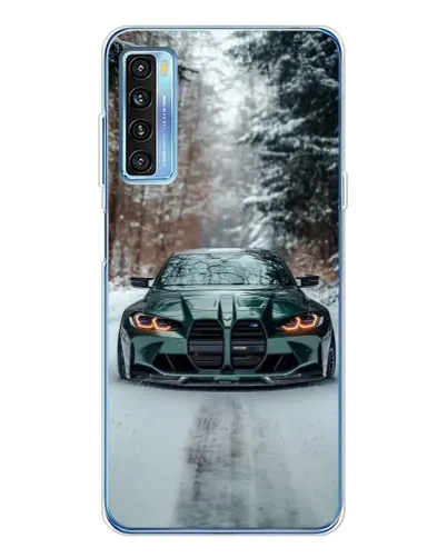 Чохол для TCL 20L Plus з картинкою «BMW у зимовому лісі»