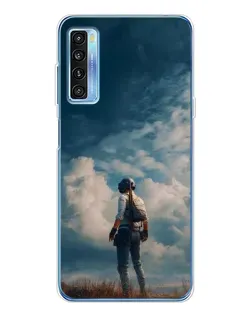 Чехол для TCL 20L Plus с картинкой «Герой PUBG на скале»