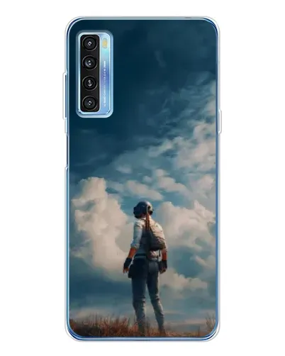 Чехол для TCL 20L Plus с картинкой «Герой PUBG на скале»