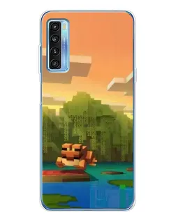 Чехол для TCL 20L Plus с картинкой «Майнкрафт закат солнца»