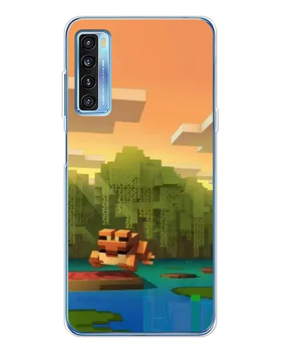 Чехол для TCL 20L Plus с картинкой «Майнкрафт закат солнца»