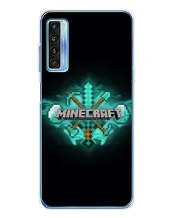 Чехол для TCL 20L Plus с картинкой «Minecraft Diamond лого»