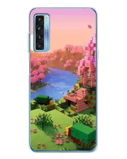 Чехол для TCL 20L Plus с картинкой «Розовое дерево Minecraft»