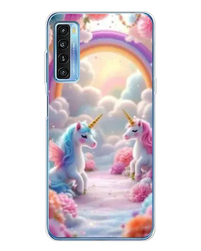 Чохол для TCL 20L Plus з картинкою «Веселка і єдинороги»