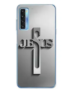 Чехол для TCL 20L Plus с картинкой «Металлический крест Jesus»