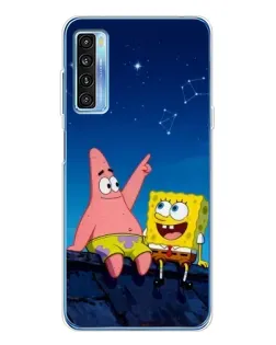 Чохол для TCL 20L Plus з картинкою «Губка Боб та Патрік вночі»