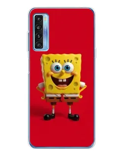 Чохол для TCL 20L Plus з картинкою «Спанч Боб на червоному»