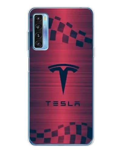 Чохол для TCL 20L Plus з картинкою «Тесла червоний карбон» Чохол для TCL 20L Plus з картинкою «Тесла червоний карбон»