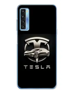 Чохол для TCL 20L Plus з картинкою «Tesla — срібне авто»