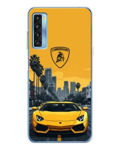 Чохол для TCL 20L Plus з картинкою «Жовтий Lamborghini місто»