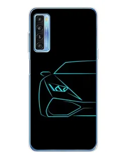 Чохол для TCL 20L Plus з картинкою «Блакитний силует Lamborghini»