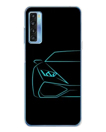Чохол для TCL 20L Plus з картинкою «Блакитний силует Lamborghini»