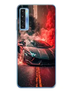 Чохол для TCL 20L Plus з картинкою «Lamborghini червоний дим»
