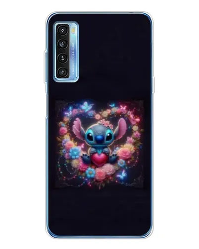 Чехол для TCL 20L Plus с картинкой «Stitch в цветах»