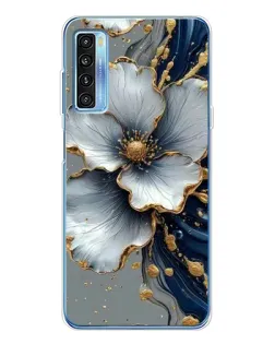 Чохол для TCL 20L Plus з картинкою «Біла квітка та золотий флюїд»
