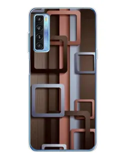 Чохол для TCL 20L Plus з картинкою «Коричневі об'ємні квадрати»