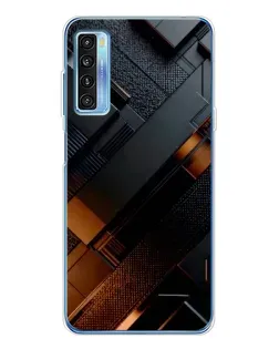 Чохол для TCL 20L Plus з картинкою «Чорні геометричні блоки»