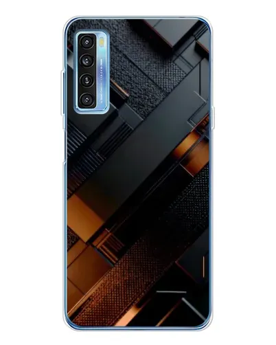 Чохол для TCL 20L Plus з картинкою «Чорні геометричні блоки»