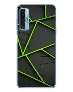 Чохол для TCL 20L Plus з картинкою «Зелені геометричні лінії»