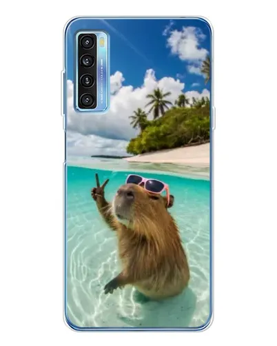 Чехол для TCL 20L Plus с картинкой «Капибара на море»