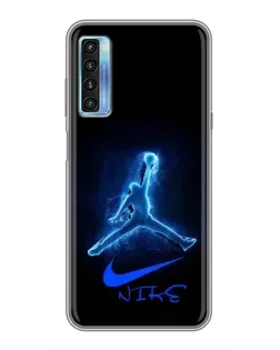 Чехол для TCL 20L с картинкой «Jordan Neon Blue»