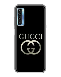 Чохол для TCL 20L з картинкою «Gucci — золото на чорному»