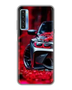 Чохол для TCL 20L з картинкою «Спортивна BMW та квіти»