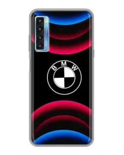 Чохол для TCL 20L з картинкою «Логотип BMW та неонові дуги»