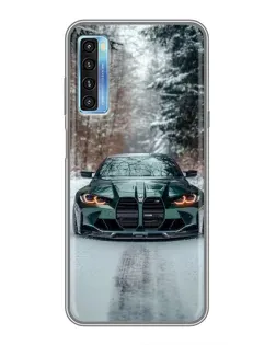 Чохол для TCL 20L з картинкою «BMW у зимовому лісі»
