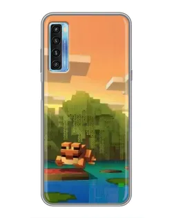Чехол для TCL 20L с картинкой «Майнкрафт закат солнца»