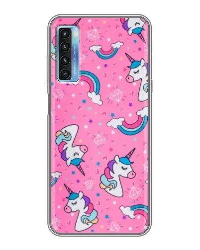 Чехол для TCL 20L с картинкой «Unicorn паттерн розовый»