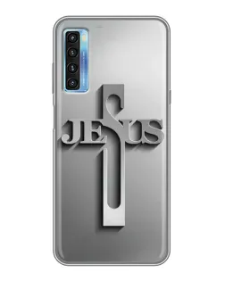 Чехол для TCL 20L с картинкой «Металлический крест Jesus»