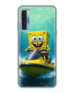 Чохол для TCL 20L з картинкою «Спанч Боб на гідроциклі»