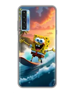Чохол для TCL 20L з картинкою «Губка Боб серфінгіст»
